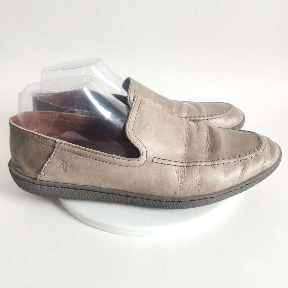 Frye Loafers Mens Size 8 Shoes Taupe Leather Slip On Moc Toe Driving Nuetral‎